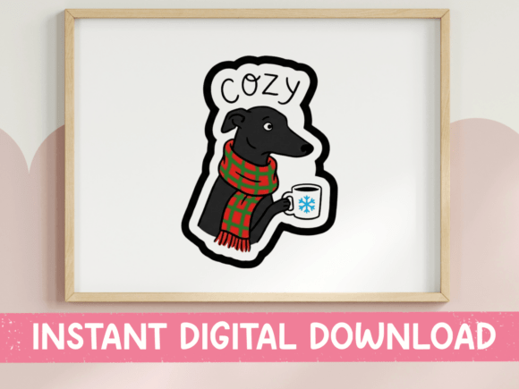 A Cozy Greyhound Mug Graphic for T-Shirts & Crafting
