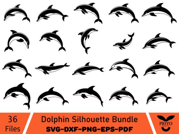 A Dolphin Silhouette Bundle for Crafts & Graphics