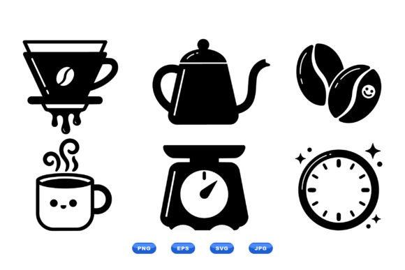 A Minimal Coffee Icon Set for Crafts, Graphics, and Brand Essentials
