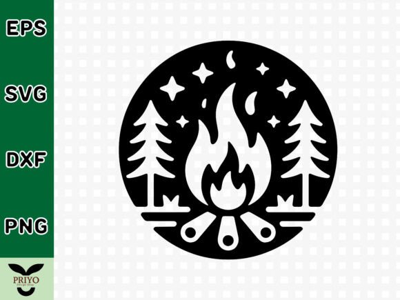 A Rustic Campfire Silhouette for Crafts & Branding Graphics