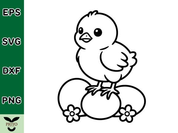 Crafting a Cute Baby Chick Sitting on Easter Eggs Design