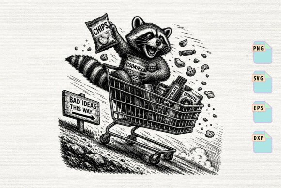 Crafting with a Funny Raccoon Shopping Cart Graphic