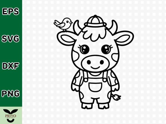 Cute Baby Cow Character Graphics for Craft-Driven Brands