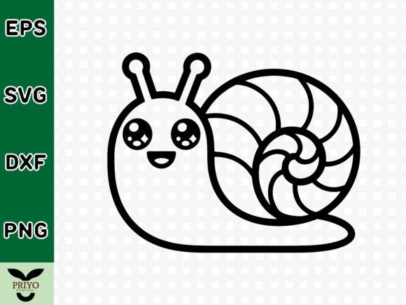 Happy Kawaii Snail Silhouette: A Versatile Graphic for Crafting