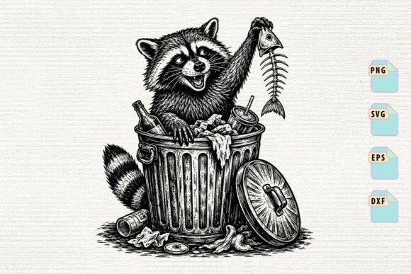Raccoon Finding Fish Skeleton in Trash Embroidery Review