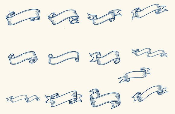 Sketched Vintage Banner Graphics for Crafts