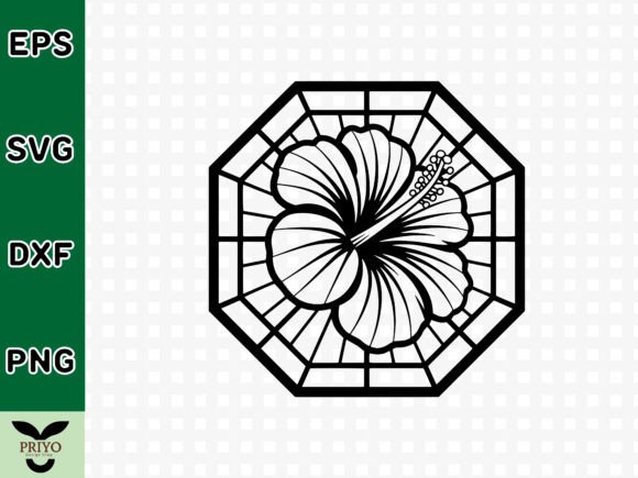 Tropical Hibiscus in Octagonal Frame: A Graphics Asset for Elegant Craft Blogs